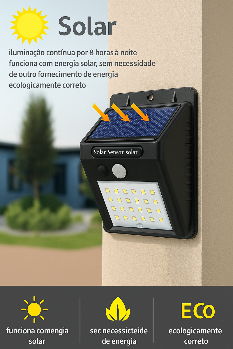 Luminária Solar com Sensor de Movimento 100 LEDs - Loja Andobra