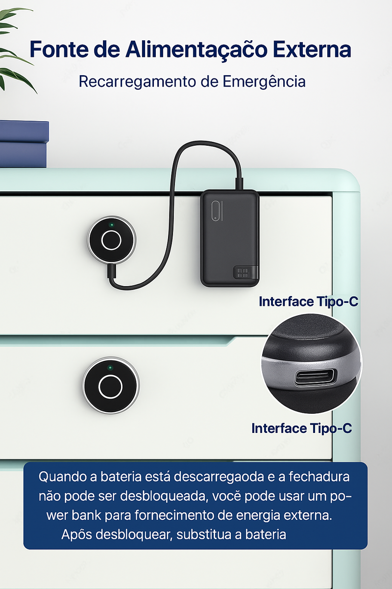 Fechadura Biométrica para Móveis Ando-Touch - Loja Andobra
