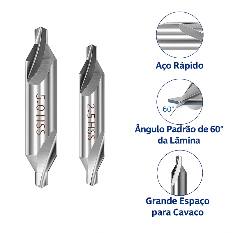 Broca Central HSS 60° para Metal - Precisão e Eficiência Loja Andobra