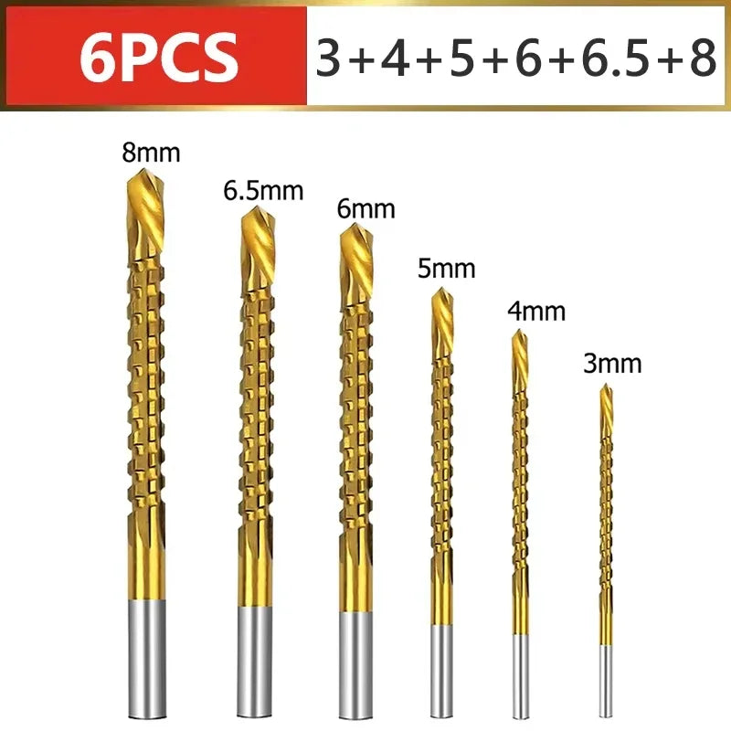 kit Brocas de Corte Lateral Espiral de 3 a 8mm com 6 Peças