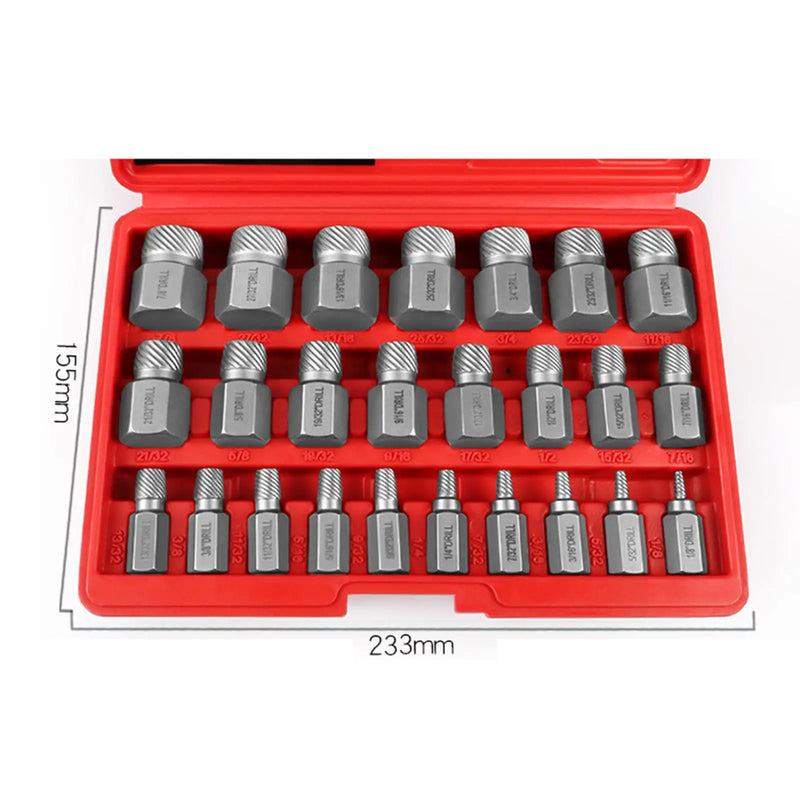 Kit Extrator de Parafusos 25 Peças – Aço Carbono de Alta Resistência Andobra