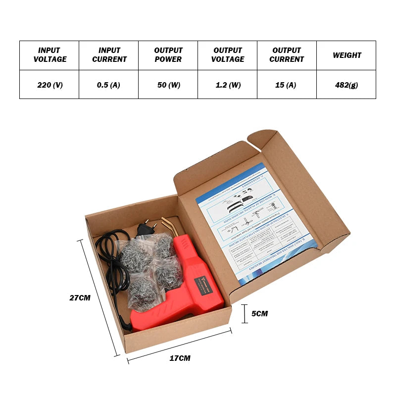 Soldadora de plástico + kit de grampos metálicos