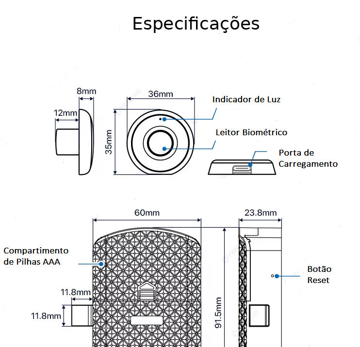 Fechadura Biométrica para Móveis Ando-Touch - Loja Andobra