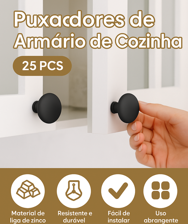 Puxador Royal Dourado Andobra - Kit 25 Pçs Loja Andobra
