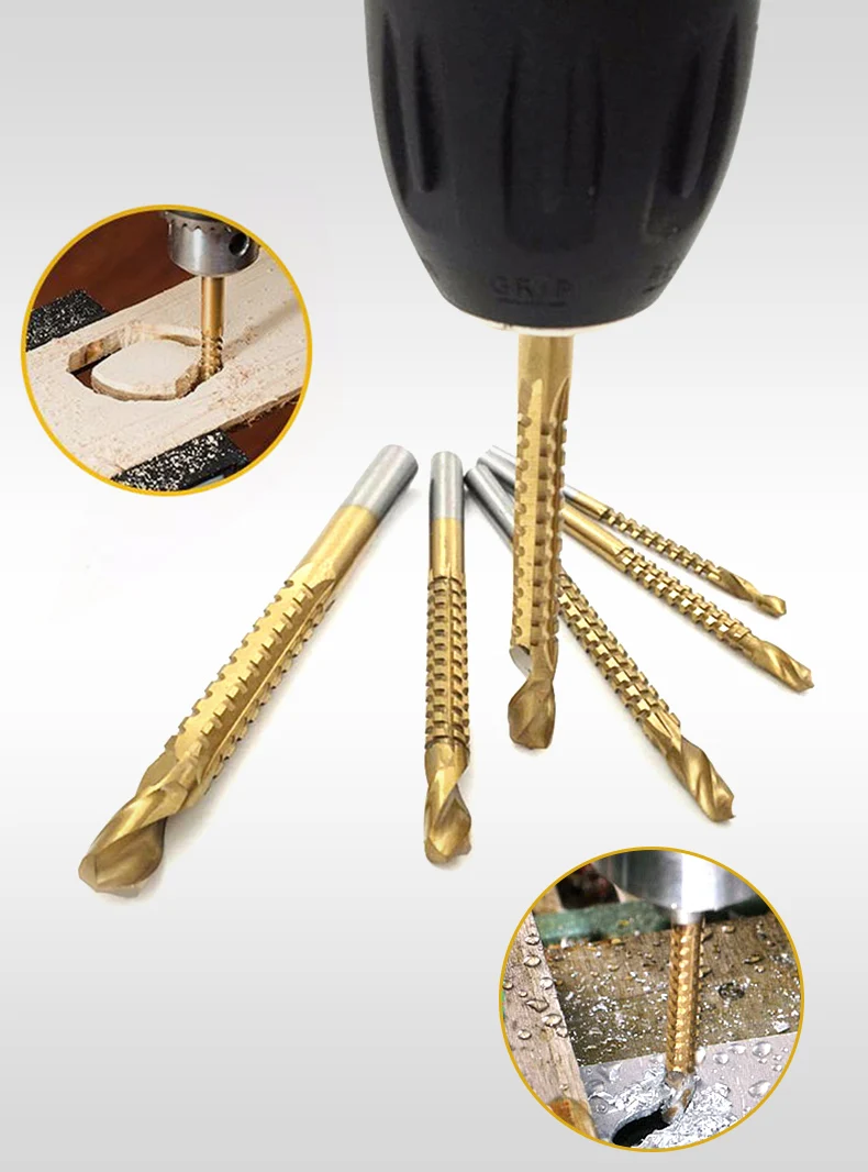 kit Brocas de Corte Lateral Espiral de 3 a 8mm com 6 Peças