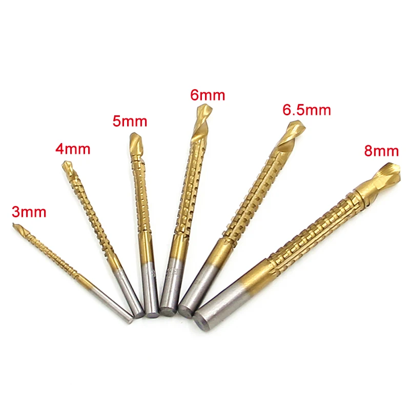kit Brocas de Corte Lateral Espiral de 3 a 8mm com 6 Peças