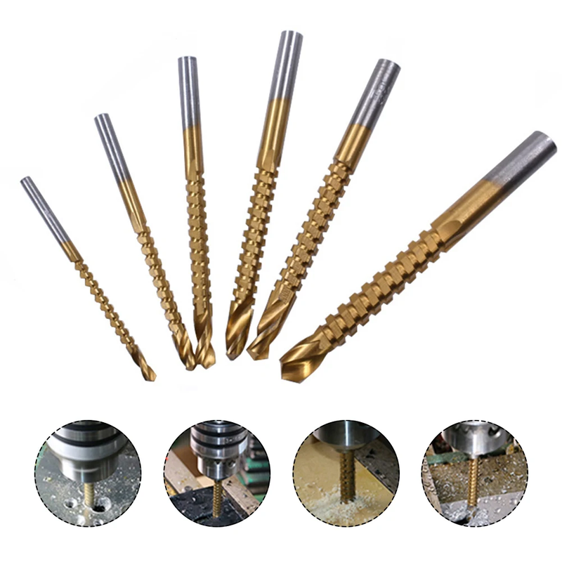 kit Brocas de Corte Lateral Espiral de 3 a 8mm com 6 Peças