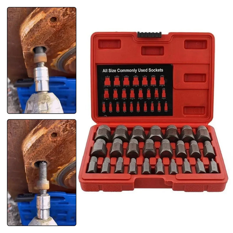 Kit Extrator de Parafusos 25 Peças – Aço Carbono de Alta Resistência Andobra
